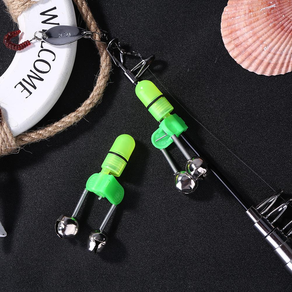 Leuchtende Angelruten-Spitze mit Doppelglocken Bissalarm Finder Lampe ABS Angelköder Alarm Tackle Meeresfischerei Praktische Werkzeuge