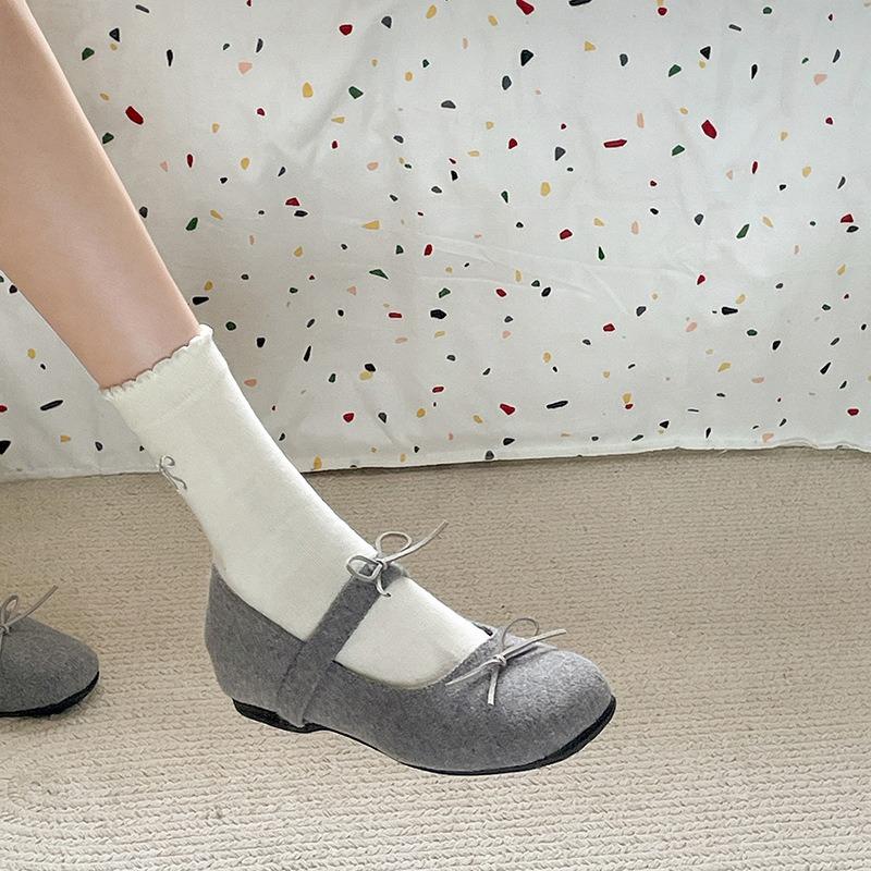 Fashion Retro Round Head Butterfly-knot Women Mary Jane Shoes Ladies Soft Sole Dress Flats Casual Street Style Ballet Shoes