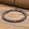 Stylish Black Triangle Beads Bracelets For Men Women Stretch Unisex Gallstone Hematite Wristband Jewelry Father Boyfriend Gift