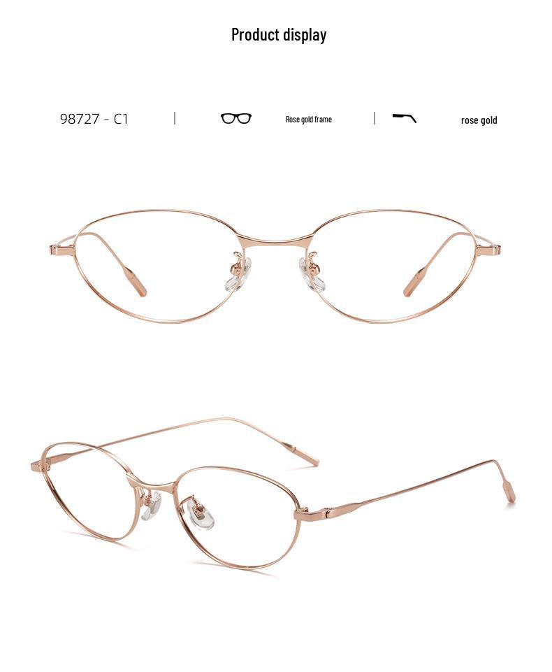 Pure Titanium Cat-Eye Eyeglass Frame 55 - Super Light, No-Makeup Style, Little Fox Design