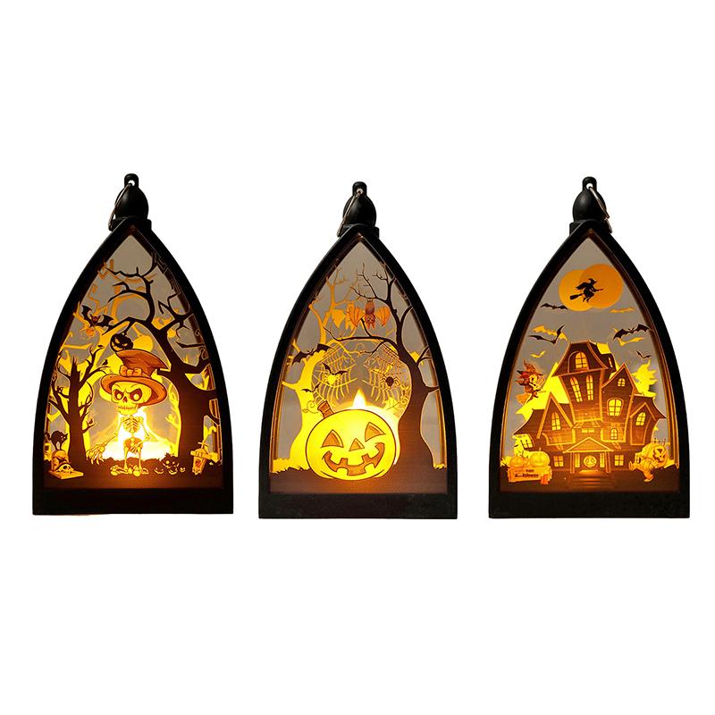 Halloween Lantern Lights - Decoration Vintage Led Pumpkin Lights | Tabletop Skeleton Pumpkin Castle Lantern | Lamp Ornament