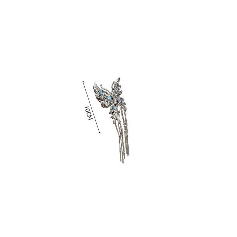 Exquisite Butterfly Tassel Hairpin Vintage Chain Ribbon Hair Claw Clip Crab for Women Silver Color Hair Accessories