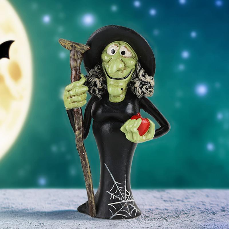 Halloween Resin Sculpture Spooky Witch Black Cat Pumpkin Ghost Horror Resin Figurines Table Centerpiece Halloween Decoration
