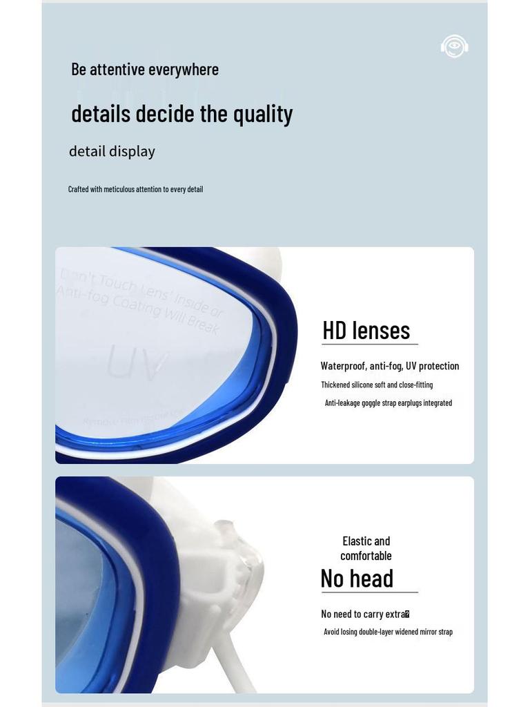 Children's Anti-Fog Waterproof Large Frame Swim Goggles with Silicone Earplugs