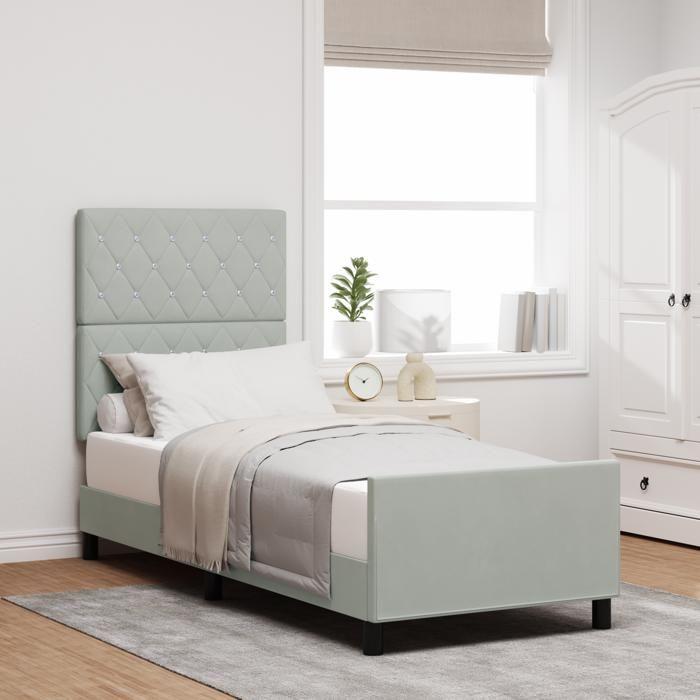 Cadre de lit en velours gris clair vidaXL 80x200 cm 3344837