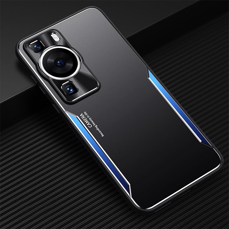 

For Huawei P60 Shockproof Phone Case Aluminium Alloy+TPU Anti-scratch Cover Blue