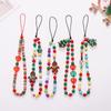 New Acrylic Beaded Christmas Phone Strap with Christmas Tree Pendant and Gingerbread Man Design, Short Wrist Strap with Anti-loss Chain