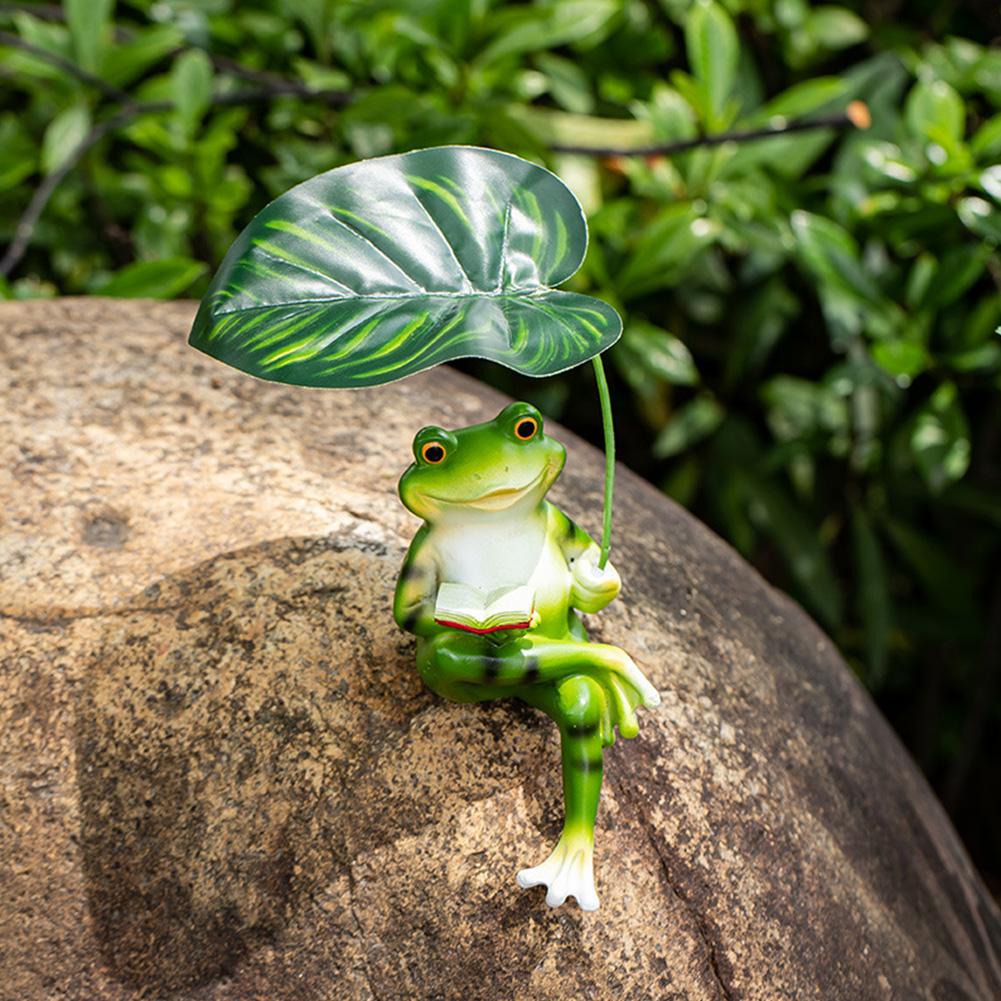 Frog Garden Statue Resin Funny Frog Figurines Animal Sculpture for Garden Yard Patio Fairy Garden Accessories