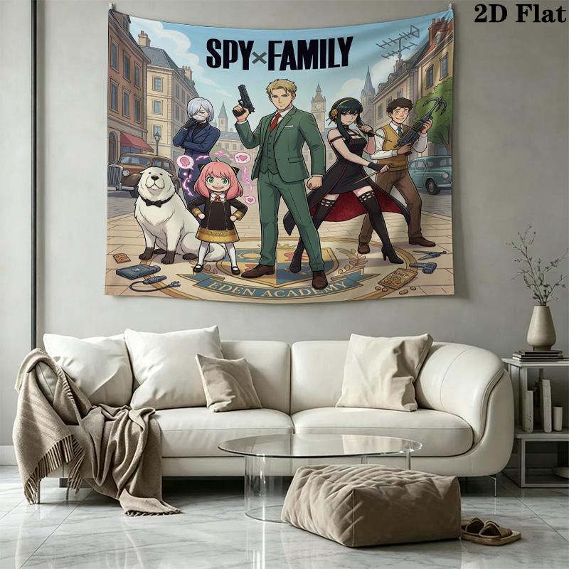 Spy Family Wall Tapestry Aesthetic Wall Hanging Printed Fabric Blanket Decorative Tapestries For Bedroom Living Room Home Decor