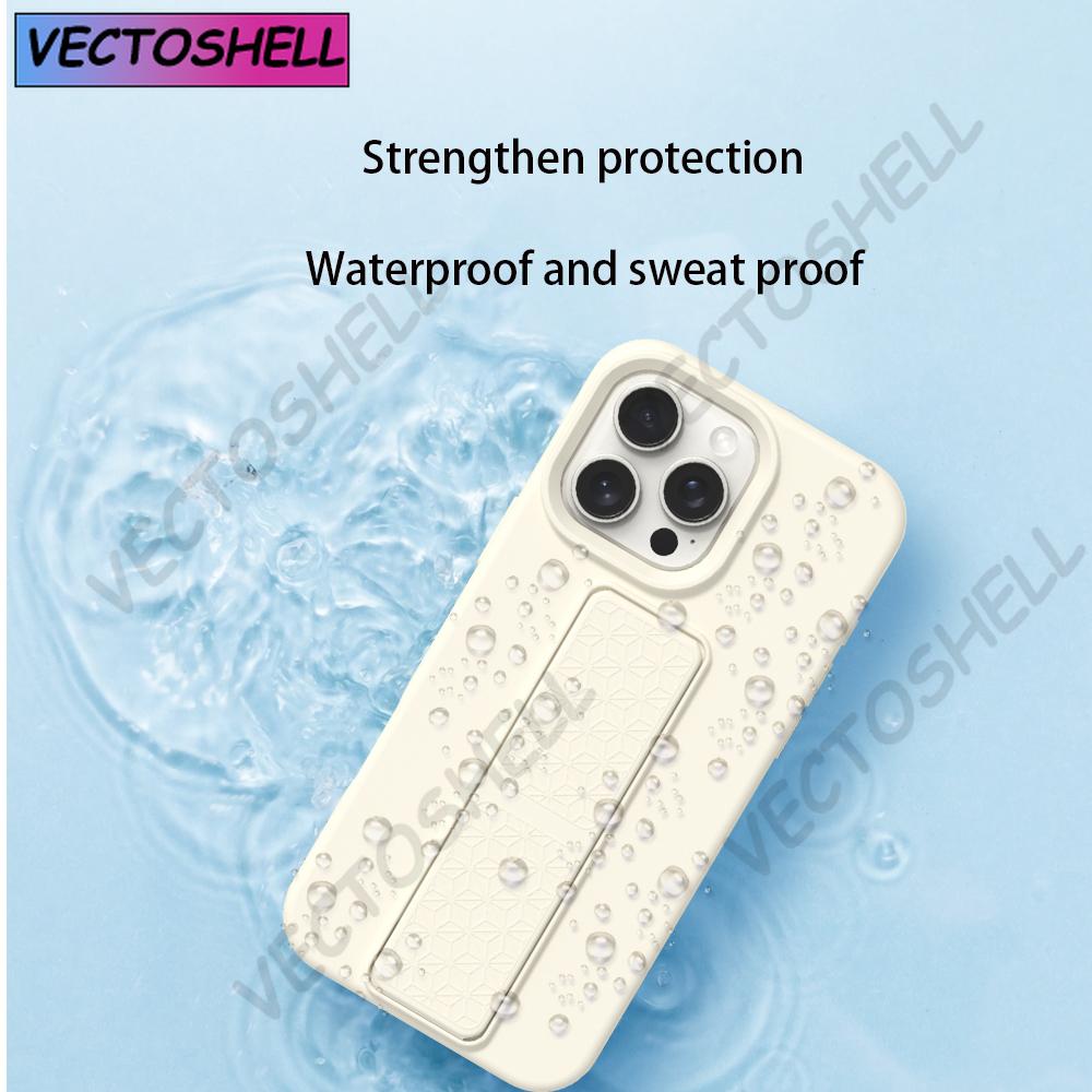 Liquid Soft Silicone invisible Folding Stand Holder Phone Case For Apple iPhone 17Air16 15 14 13 12 11 Pro Max Shockproof Cover