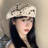 Summer Women'S Solid Color Flower Hollow Beret French Vintage Painter Hat