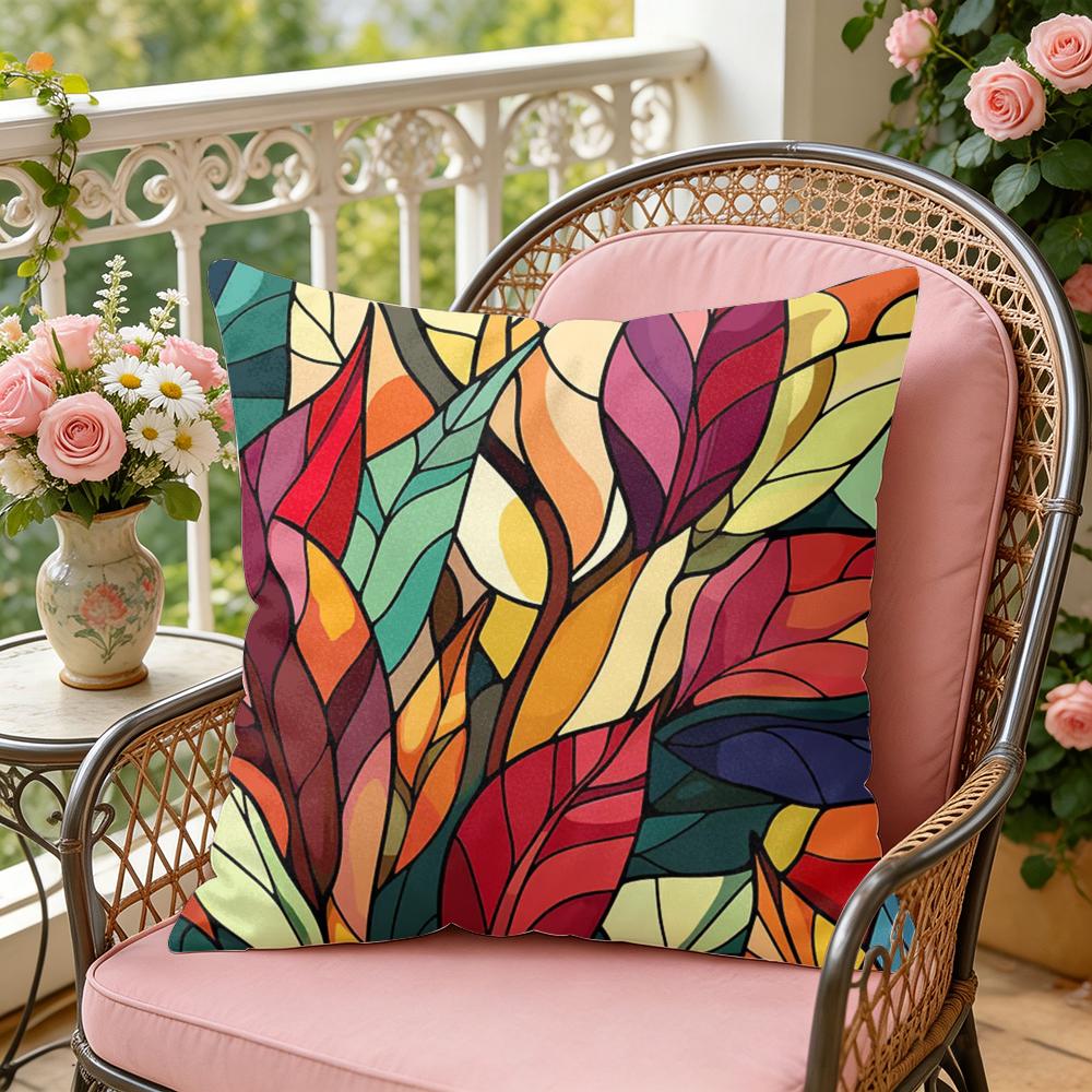 Classic Leaf Glass Cushion Cover Soft Plush Throw Pillow Cover  DoubleSided Decorative Cushion Case  Sofa Bedroom Home Decor