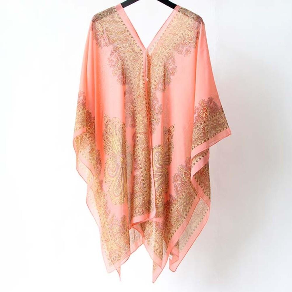 With Buckle Sunscreen Thin Large Scarf Breathable Seaside Vacation Cloak  for Mom