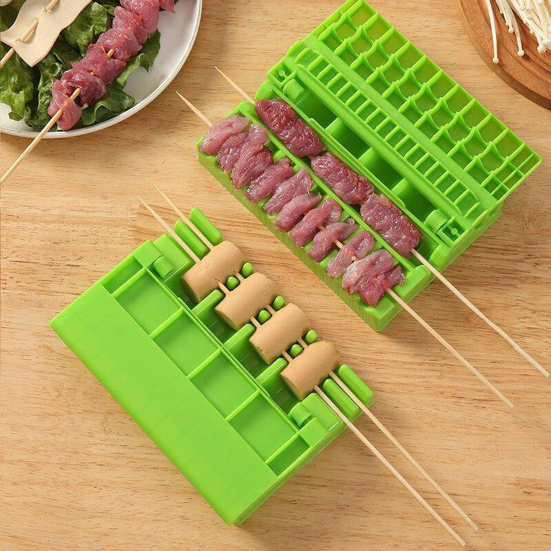 Food Grade Plastic Kebab Skewer Maker Quick Easy Use Time Saving For Barbecue Grilling Party For Home Outdoor Grilling