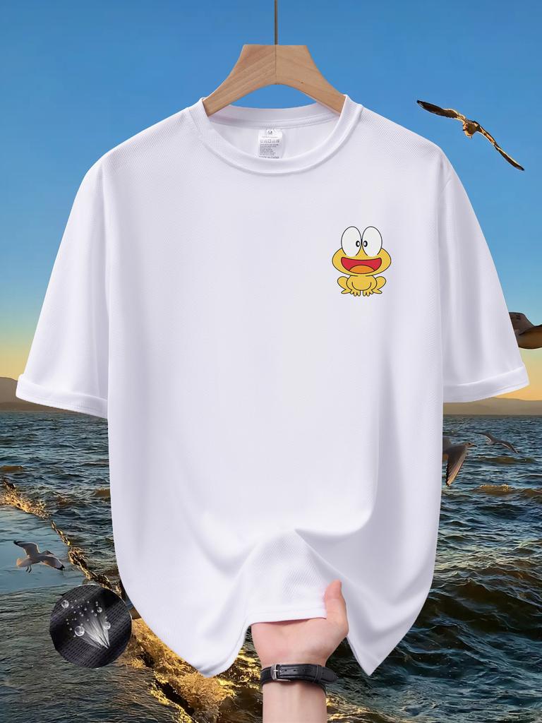 Unisexs Cute Big Eyes Yellow Frog Cartoon Print T Shirt Summer Quick Dry Breathable Short Sleeve Tee Funny Animal Graphic Street