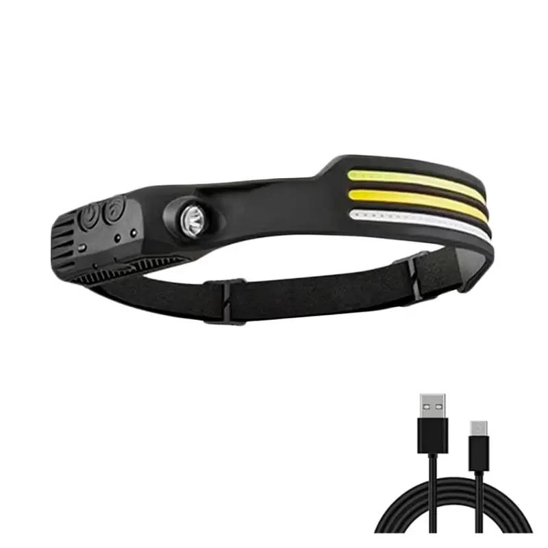 

COB Headlamp Sensor High Power LED Head Lamp Flashlight With 8 Modes USB Rechargeable For Climbing Camping Running Head Lantern