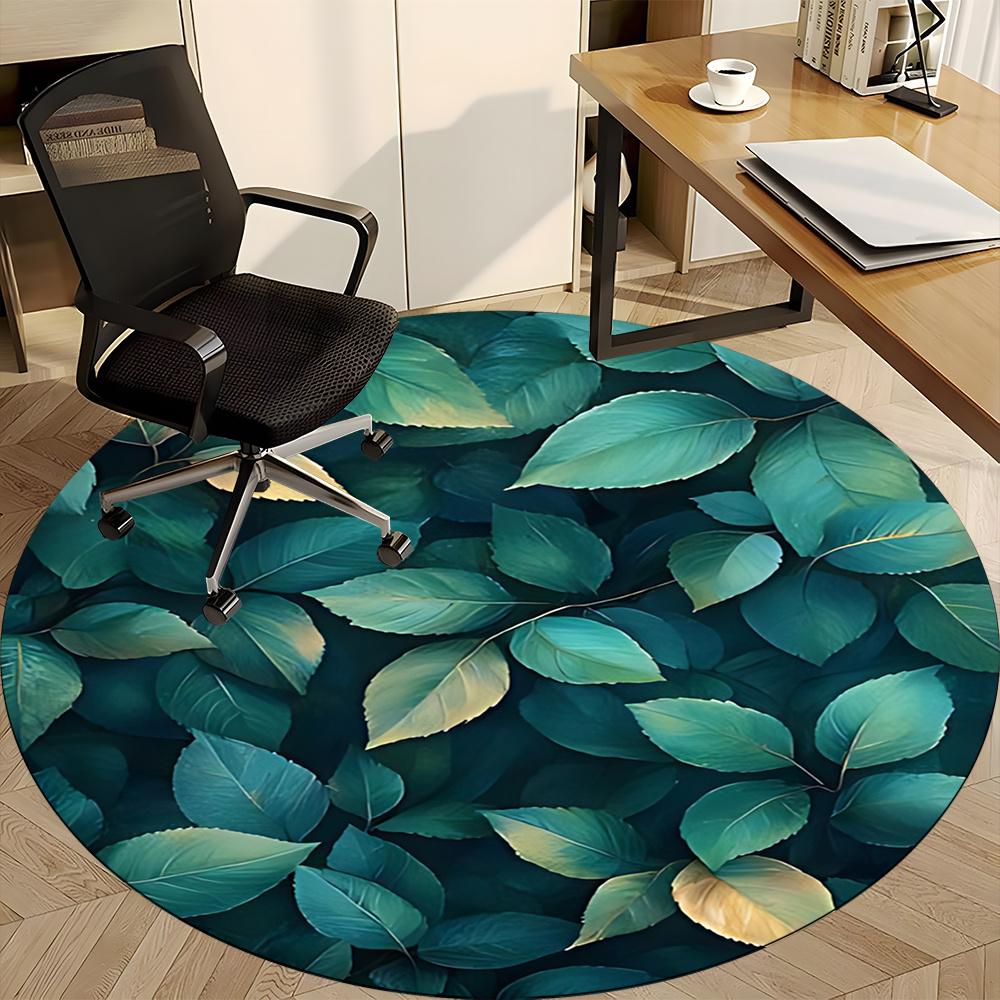 1pc Leaf Nature Office Round Area Rug, Indoor Mat Suitable ForOffice, Under Office Chairs Bedroom Living Room Home Decor, Room Decot040