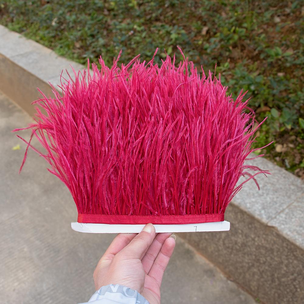 8-10Cm Ostrich Feather Trims For Skirt Natural Ostrich Feathers On Tape Ribbon Decoration For Dresses Carnival Accessories