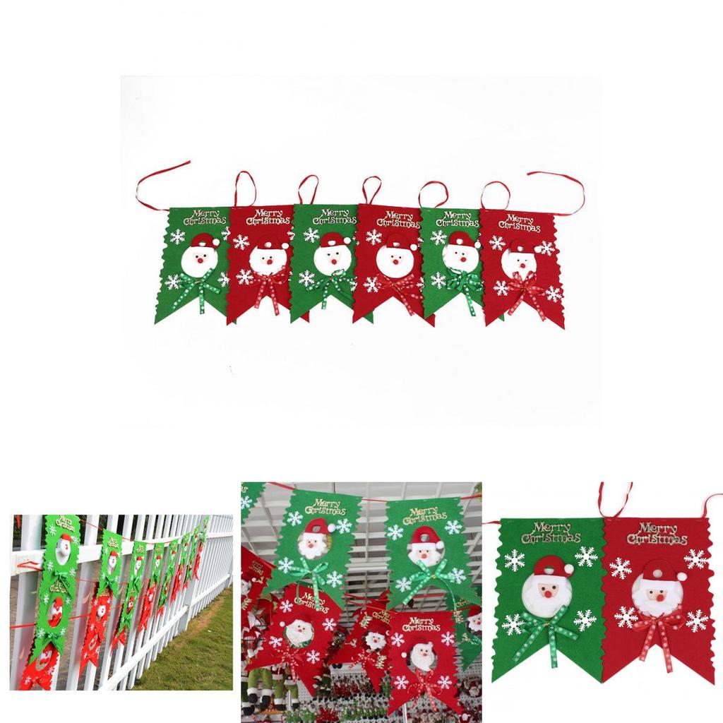 Christmas Santa Claus Pattern Flag Garland With Creative Design For Holiday Party Decorations