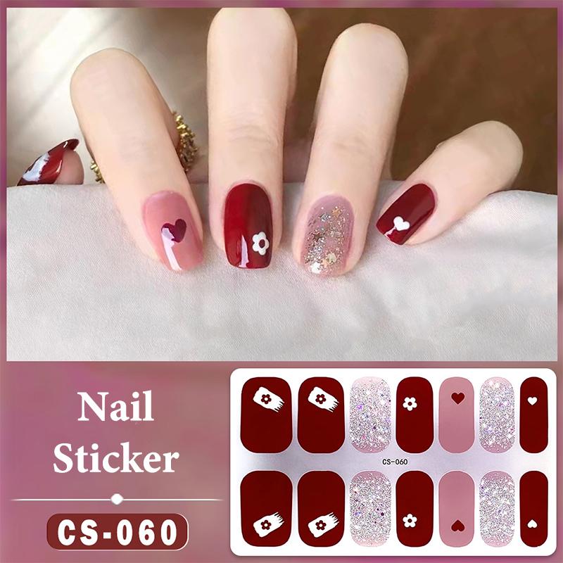 14 Nails Simple Waterproof Nail Wraps Full Cover Nail Stickers Firm And Not Easy To Fall Off Multi Color Nail Art For Women'S D