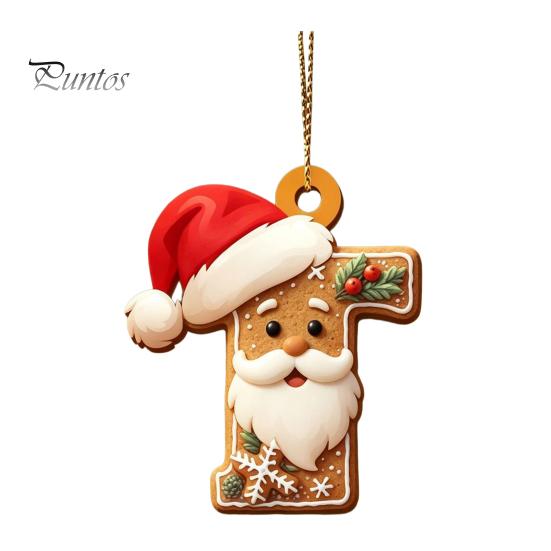 Christmas Tree Gingerbread Letter Ornaments 2D Flat Acrylic Ornaments, Pendant with Santa Claus, Personalized Alphabet Keepsake for Friends