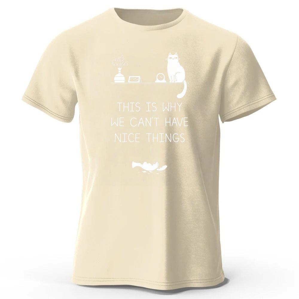 Broken Vase and Cat Pure Cotton Tshirt 2026 Mens Casual Plus Size Loose Short Sleeved Womens Fashionable Soft Lightweight Top