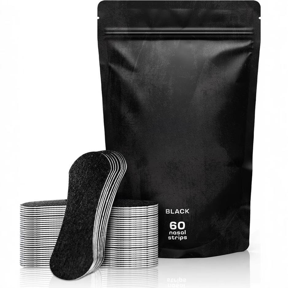 Adult Black Breathable Nasal Strips for Snoring and Sports - Strong Adhesion, Oil-proof, Sweat-proof