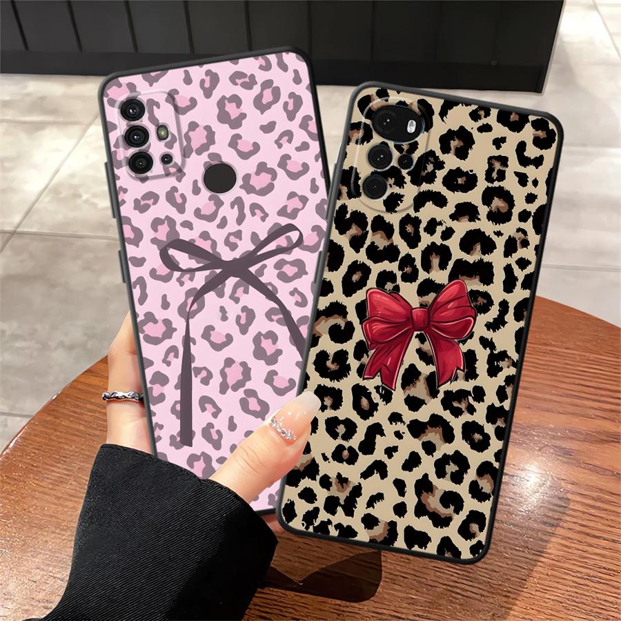 Creative Leopard Print Bow Phone Cover Case for Motorola Moto G50 G32 G52 G60s Edge 20 Pro 30 Lite G53 G30 G22 Edge40 G71 G51