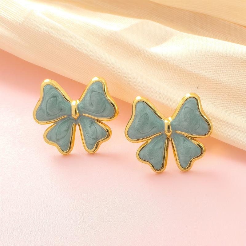 Stainless Steel Drip Oil Butterfly Earrings for Women - Versatile & Fashionable Titanium Steel Jewelry