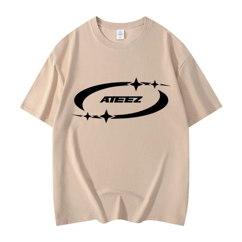 Kpop ATEEZ Tričko s potiskem loga Your Fantasy World Tour Krátký rukáv Pánské Dámské Ležérní Bavlněná Trička Streetwear