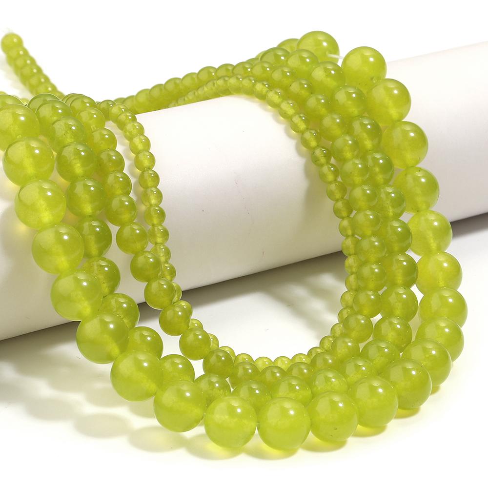 1 Strand 4/6/8/10mm Natural Olive Green Chalcedony Stone Beads Round Loose Jade Beads For Jewelry Making DIY Bracelet Necklace