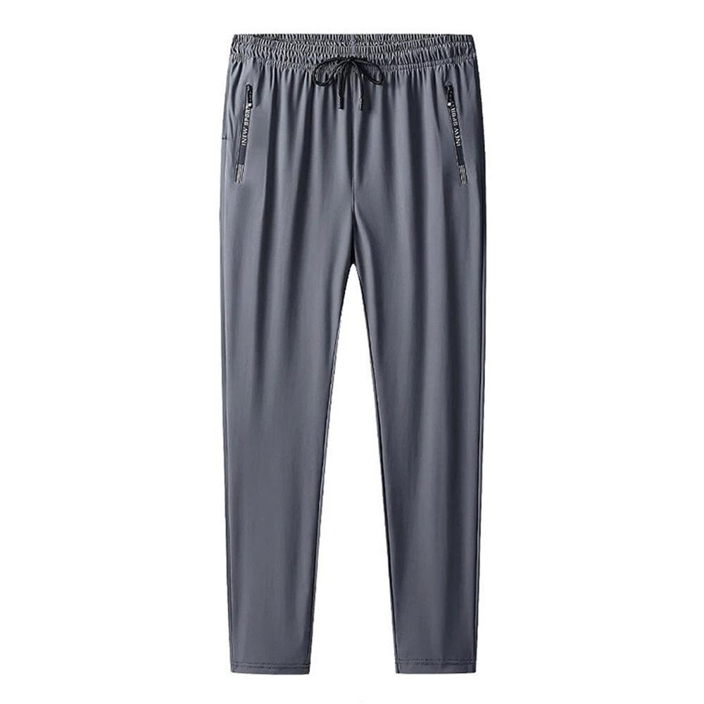 Men's Cool Skin-friendly Casual Pants Daily Jogging Speed Dry Sweatpants Summer Stretch Stylish Pants Black and Grey