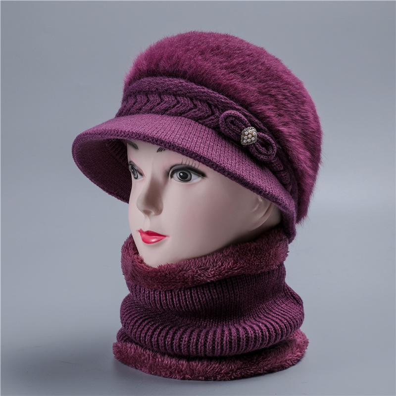 Autumn and winter female rabbit fur wool hat winter velvet warm hat