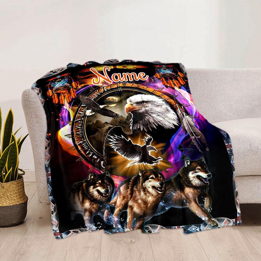 Native And Wolf Home Customize Your Name Blankets Comfortable Soft Lightweight Allseason Multipurpose Blanket For Picnics Sofas Offices Beds Living