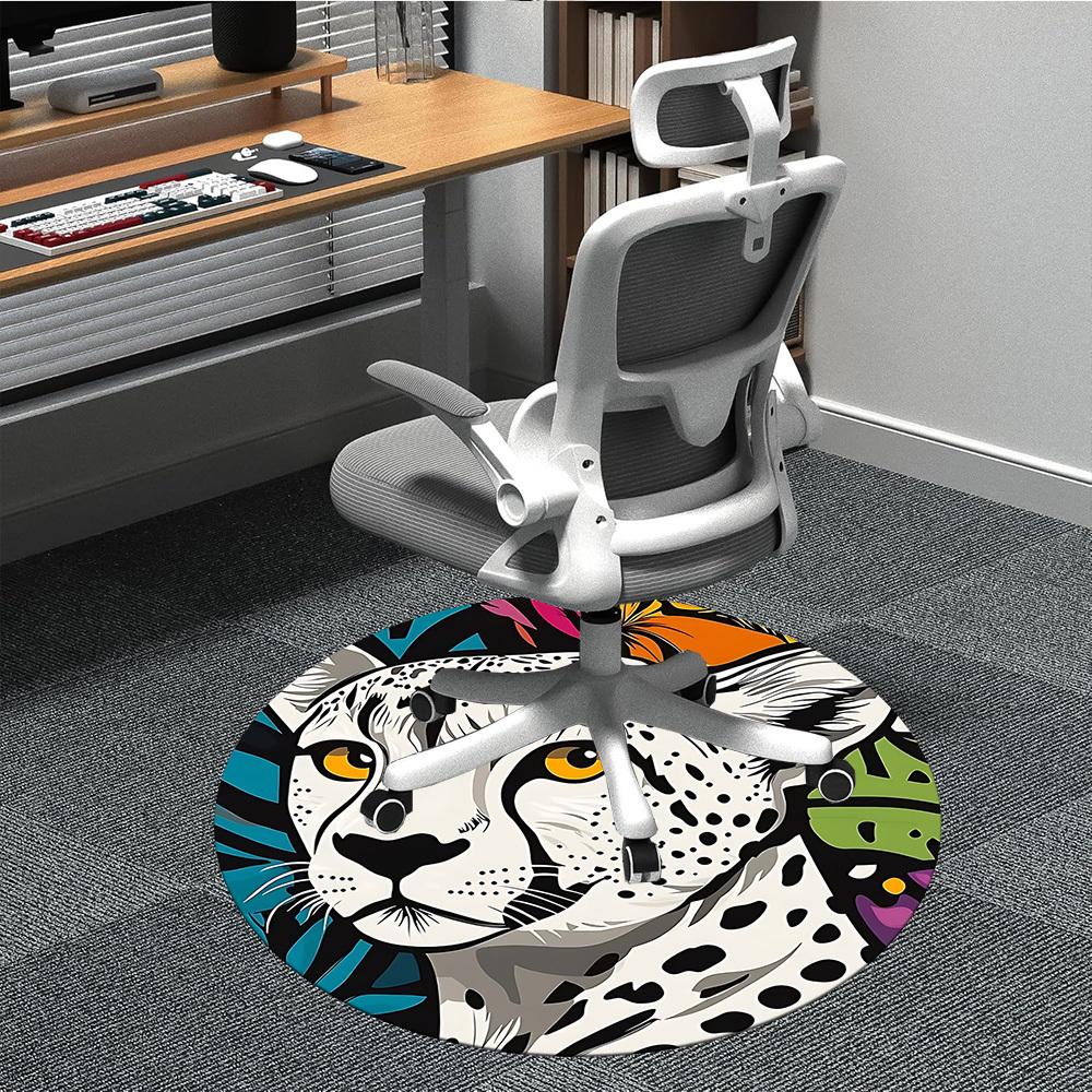 1 Stück Gepard Safari Büro Runder Teppich, Unter Bürostühlen Schlafzimmer Wohnzimmer Heimdekoration, Raumdeko, In Verschiedenen Größen Erhältlich
