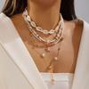 4Pcs/Set Vacation Shell Starfish Seed Bead Long Necklace Summer Beach Ocean Theme Boho Layered Jewelry For Women