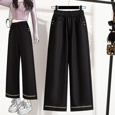 DIMANAF 2026 Plus Size Spring Summer Women Pants Elastic Waist Oversize Fashion New Pants 5XL Black