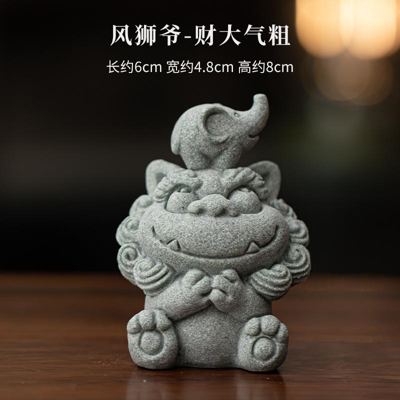 

Green Sandstone Wind Lion Lord Incense Holder Tea Pet Aesthetic Fish Tank Landscaping Tea Figurine Play Toys Tea Statue Ornament