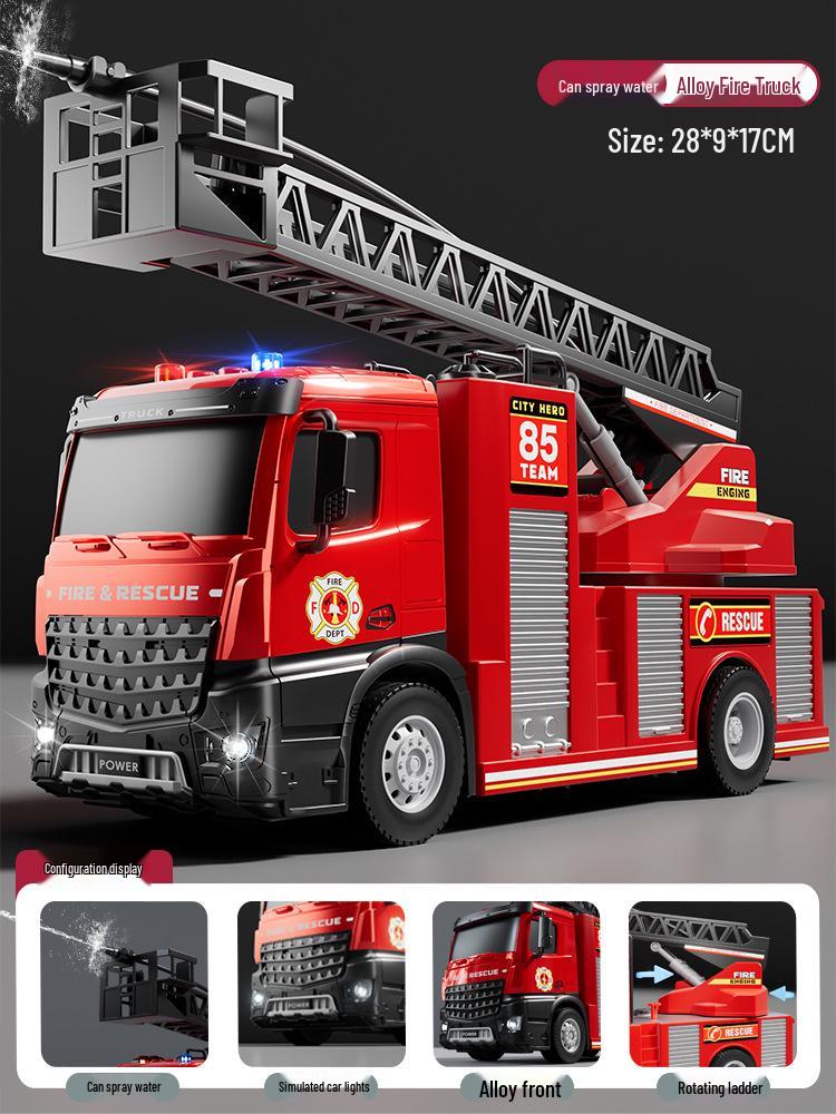 Children's Large Firefighter Truck Toy: Water-Spraying Alloy Model for Boys & Girls