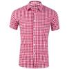 Men's shirt short-sleeved shirt Hawaiian style red and blue plaid lapel casual breathable non-iron vacation street wear XS-6XL