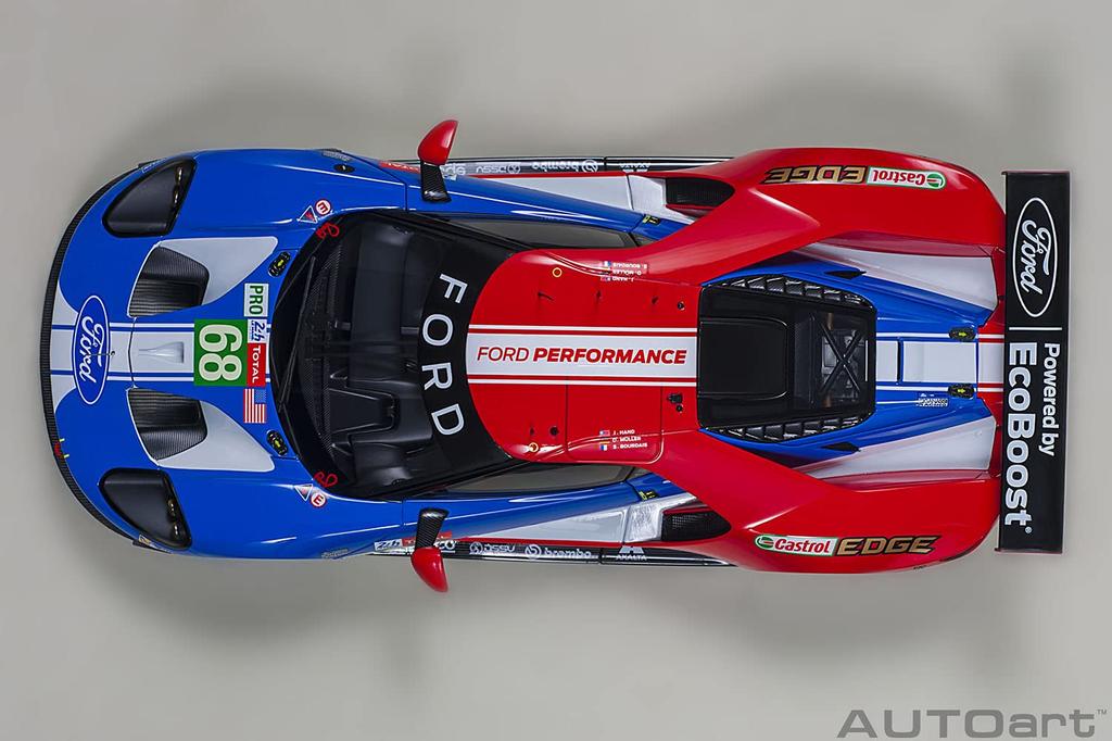AUTOart 1/18 Scale Scale Model 81912 Ford GT 2019 #68 Le Mans 24 Hours LMGTE Pro Class Blue/White/Red