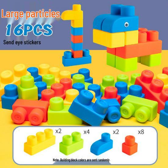 Large Soft Rubber Building Blocks for 1-Year-Olds – Educational DIY Toys with Storage Bucket for Toddlers