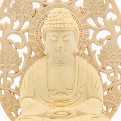 Kurita's Specialty Buddha Statue [Nyorai] Shaka Nyorai Seated Statue, 2.0 Inches (total Height 19cm, Width 10cm, Depth 9.5cm), High-Quality Cypress Wo