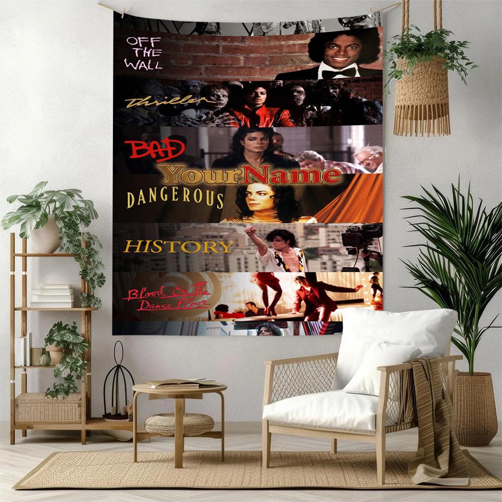 Michael Jackson Custom Your Name Wall Decor Tapestry Art For Pet Memorial Birthdaywedding Party Backdrop Family Gift