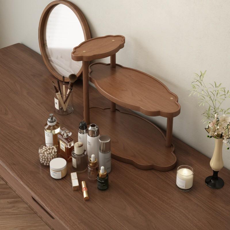 Wooden 3-Tier Desktop Organizer Cosmetics Skincare Toiletries Nordic Style Assembly Shelf