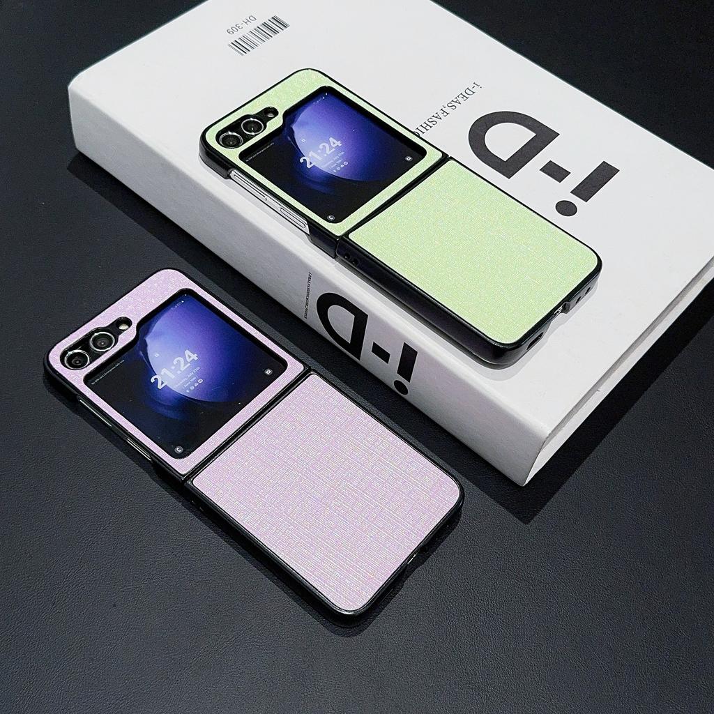 For Samsung Galaxy Z Flip7 FE 5G/Z Flip6 5G Case Two-Piece Leather+PC Phone Cover Pearl Cross Pattern