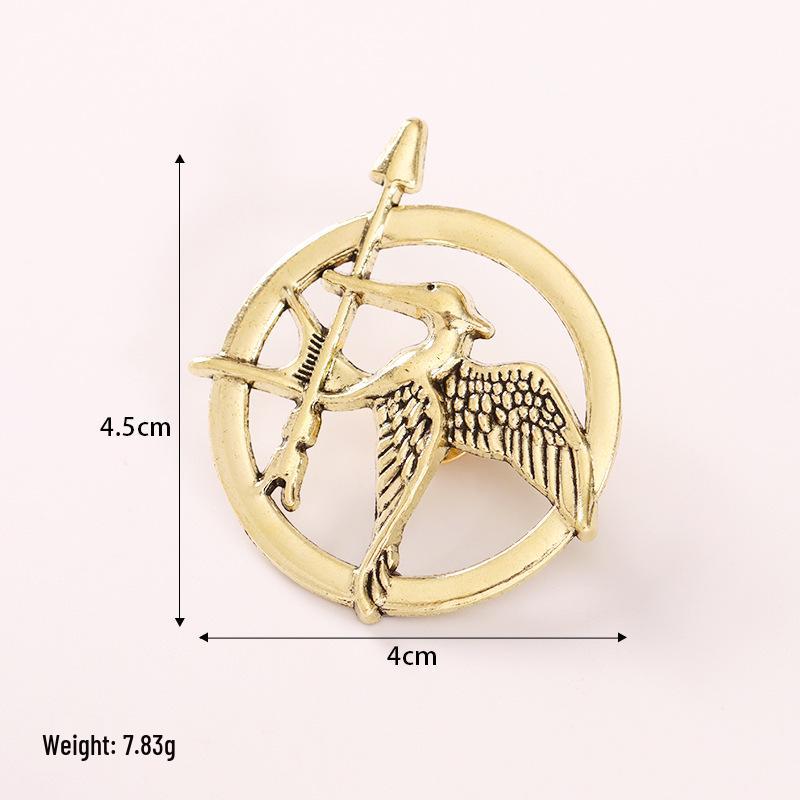 Ретро-брошь из металла «Пересмешник» 2024 года - Европейский и американский стиль, Универсальное круглое ювелирное изделие из сплава. античный бронзовый