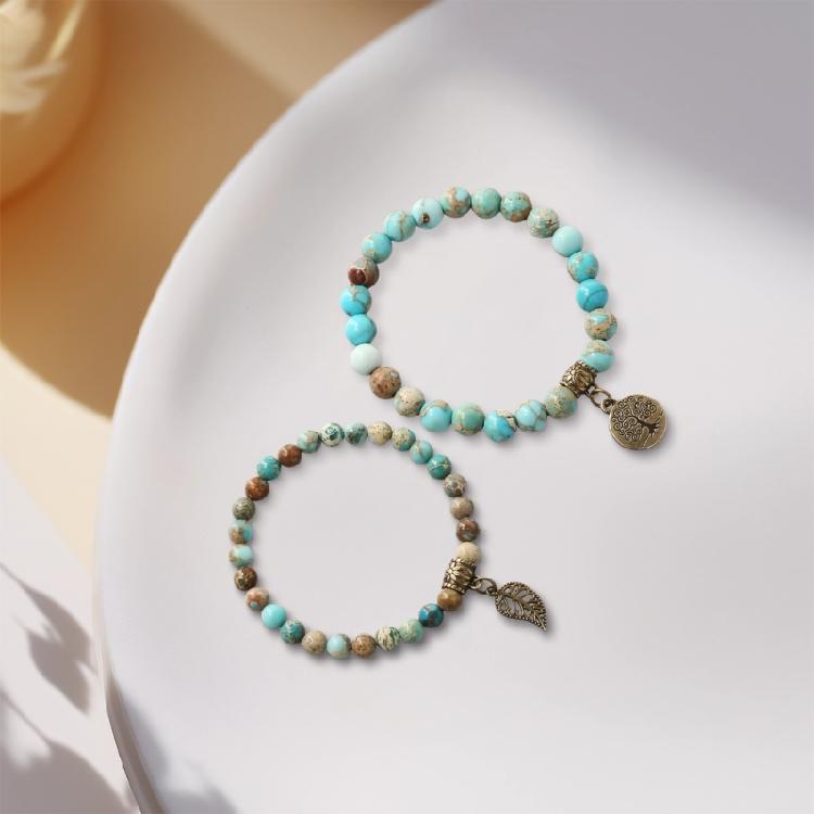 Handmade Leaf Charm Bracelet Life Tree Bangles Jewelry Gift for Women and Man