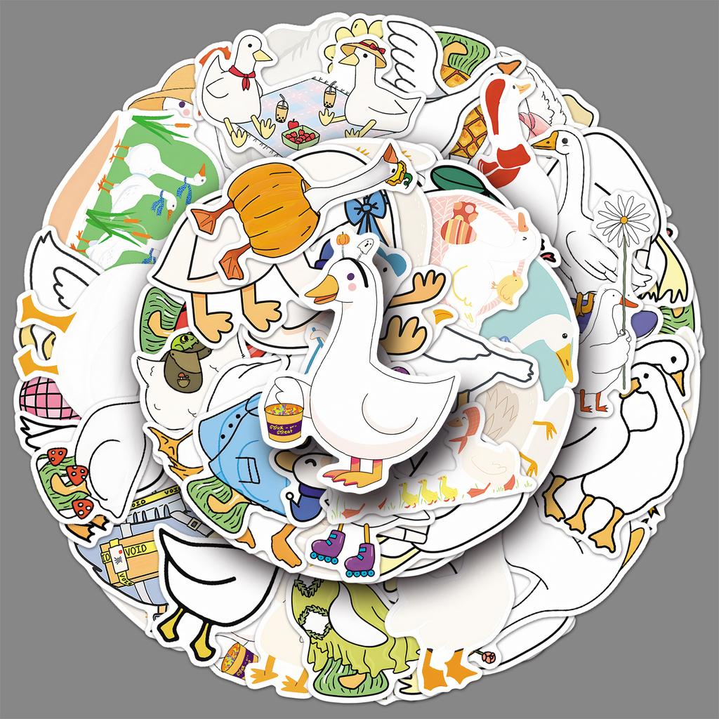 50 Gänse Doodle Aufkleber Persönlichkeit Cartoon Niedliches Tier Dekoration Handyhülle Notizbuch Aufkleber