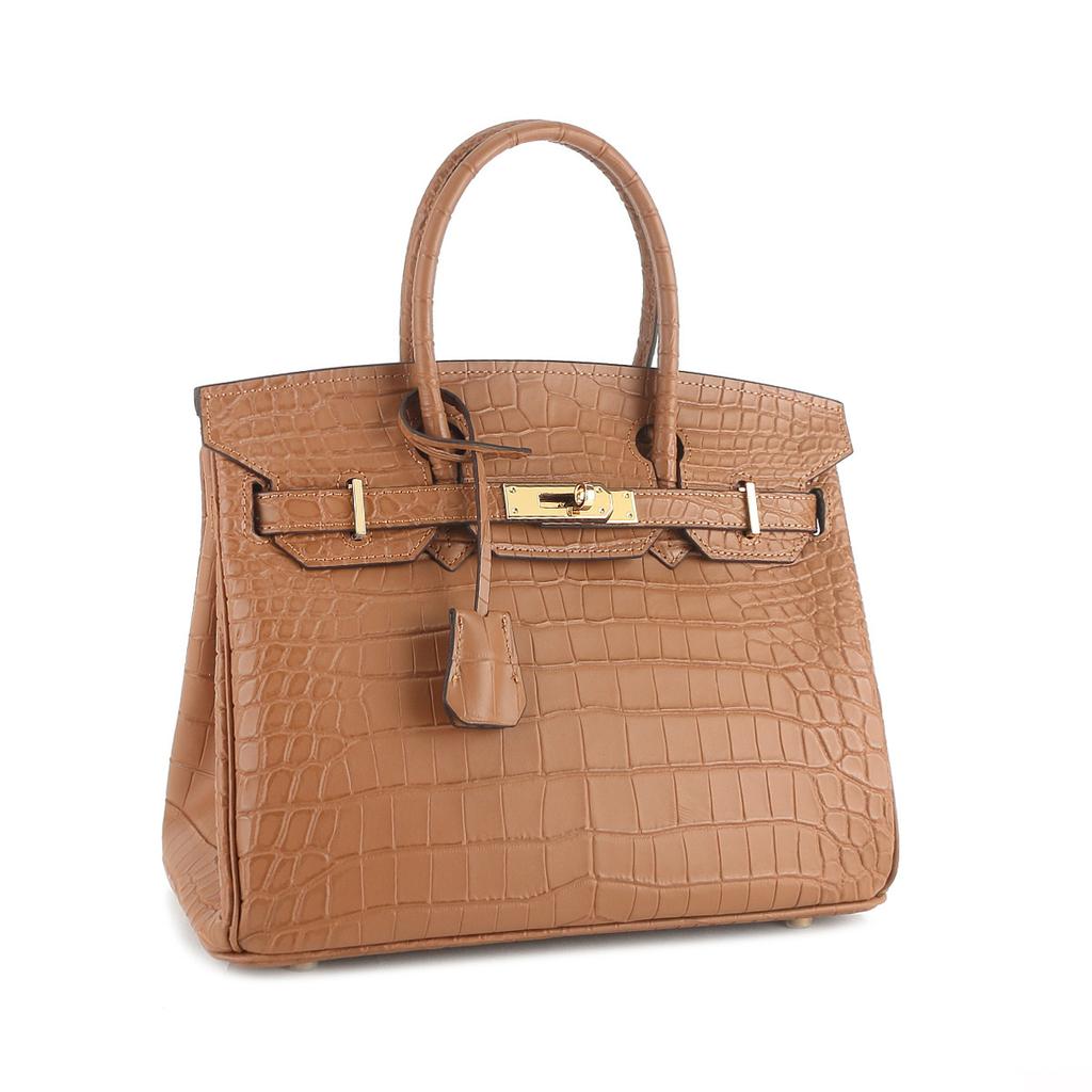 2026 New matte alligator pattern, gold buckle atmospheric handbag fashionable first-layer cowhide shoulder messenger bag